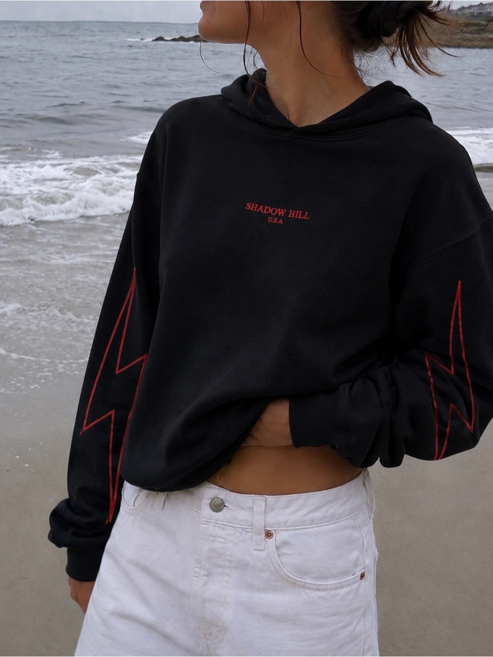 Vintage SHADOW HILL USA Black &Red Cropped Hoodie, size XS